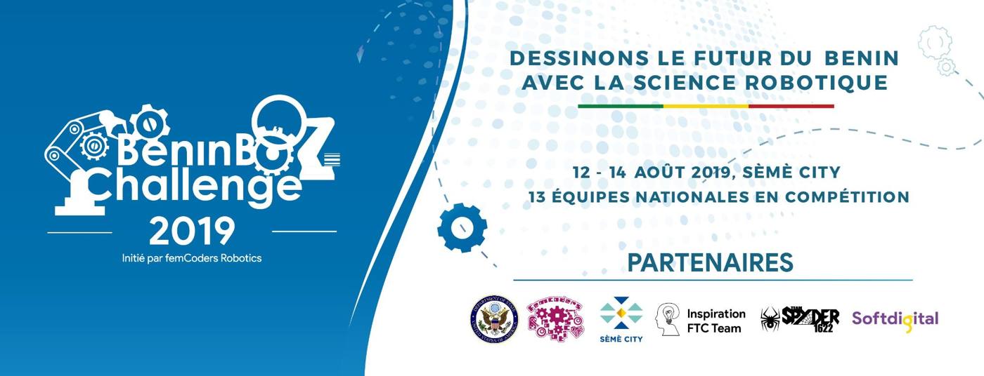 Affiche du BeninBot Challenge 2019 : 12-14 août 2019, Sèmè City, 13 équipes